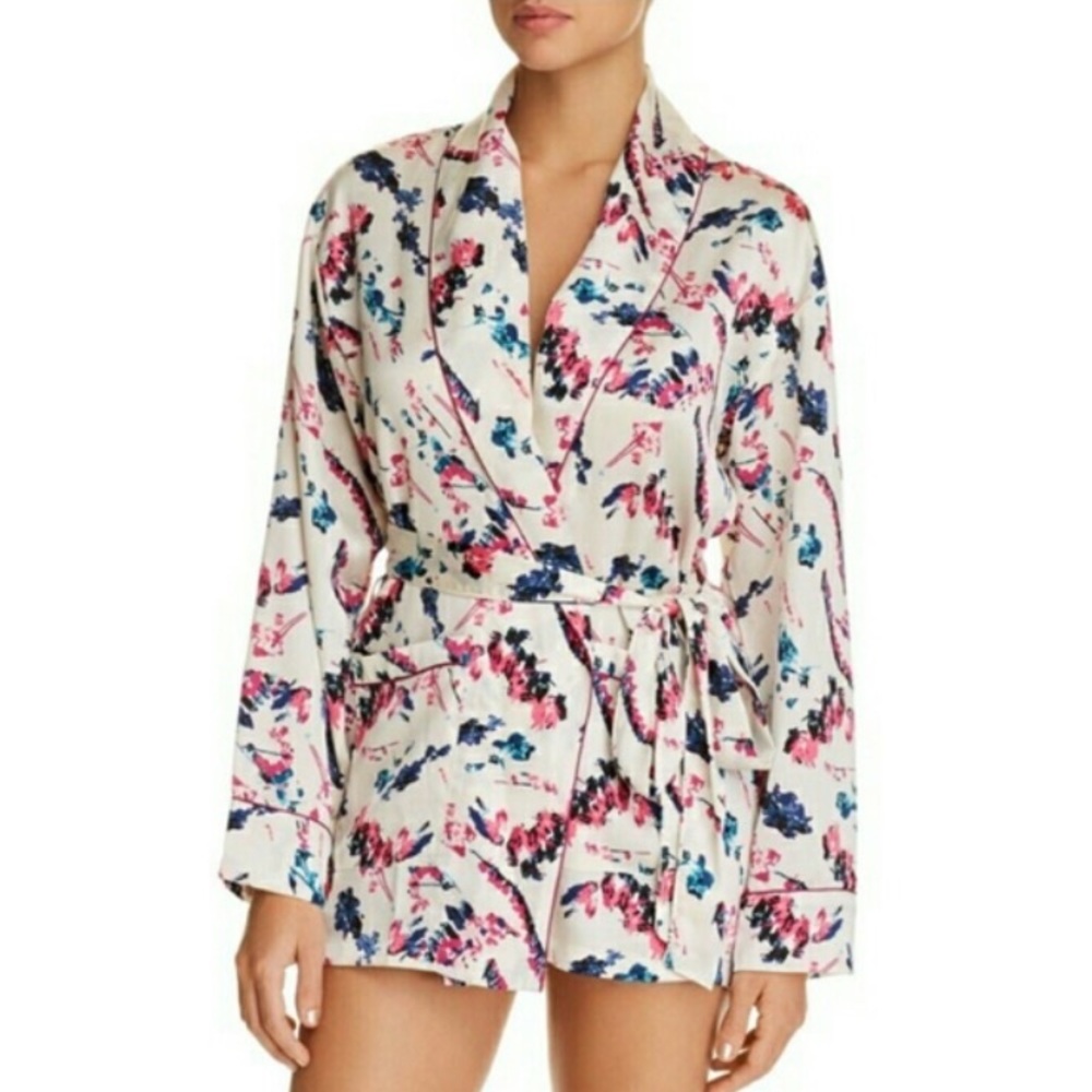 Sam Edelman Floral Silk Robe Pajama Intimates